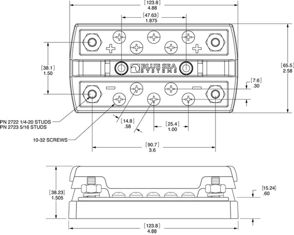 Blue Sea Busbar DualBus Terminal Block (MPN: 2723-BSS)