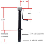 Manual A-Frame Round Sidewind Trailer Tongue Jack (MPN: 29025B)