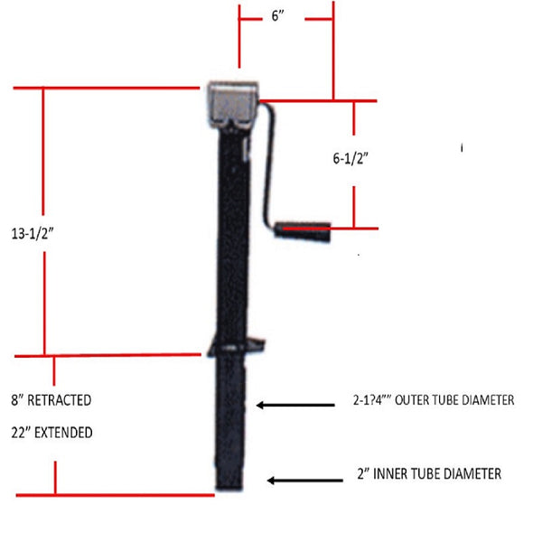 Manual A-Frame Round Sidewind Trailer Tongue Jack (MPN: 29025B)