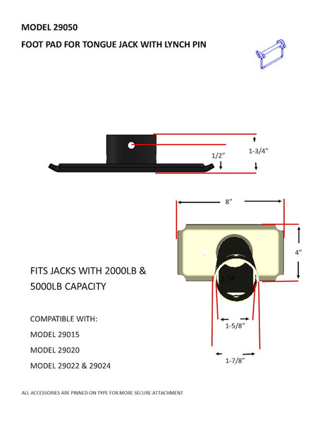 Trailer Tongue Jack Foot Plate (MPN: 29050B)