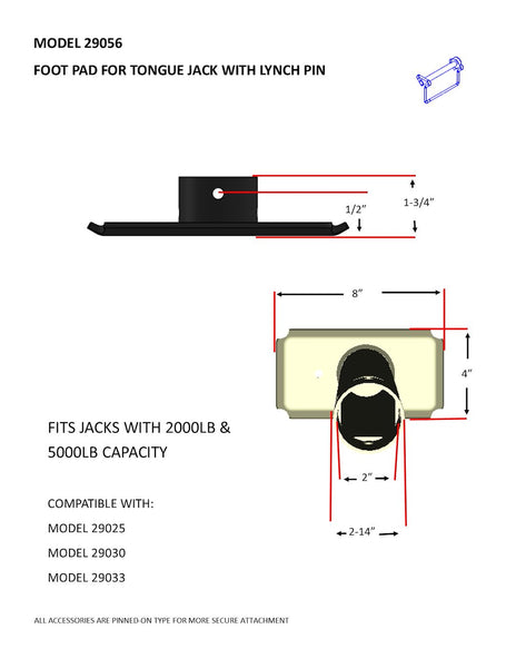 Trailer Tongue Jack Foot Plate (MPN: 29056B)
