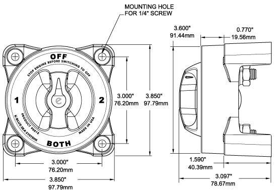 Blue Sea Battery Disconnect Switch (MPN: 3000-BSS)