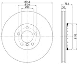 Hella Pagid Vented Brake Rotor (MPN: 355120811)