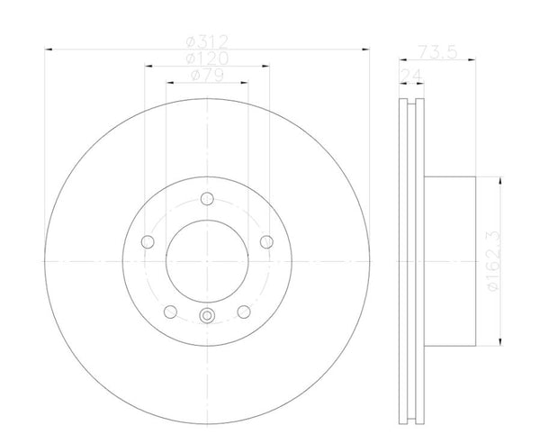 HELLA Vented Brake Rotor (MPN: 355123002)
