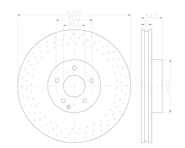 HELLA Vented Drilled Brake Rotor (MPN: 355123012)