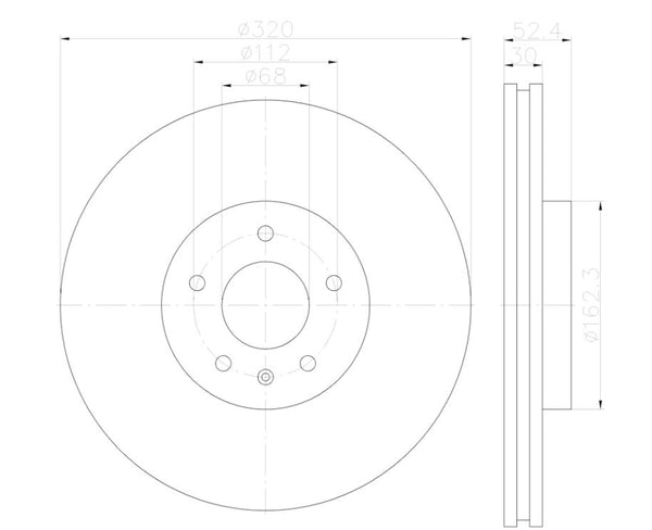 HELLA Vented Brake Rotor (MPN: 355123122)