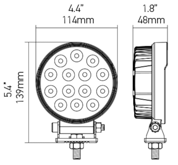Hella Work Light Optilux 4.4 Inch Round (MPN: 357105002)