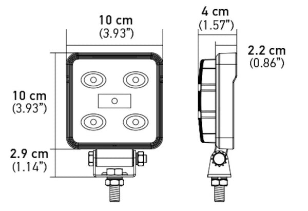 Hella Work Light Optilux 4 Inch Square (MPN: 357107001)