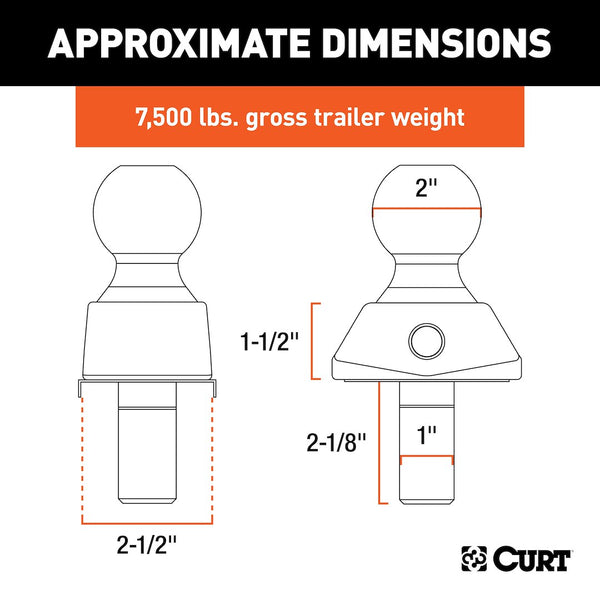 CURT RockerBall Trailer Hitch Ball (MPN: 40247)