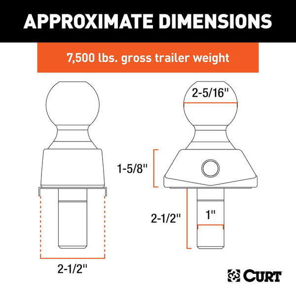 CURT RockerBall Trailer Hitch Ball (MPN: 40248)
