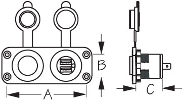 Sea Dog USB Outlet For Vehicle And Marine Use (MPN: 426505-1)