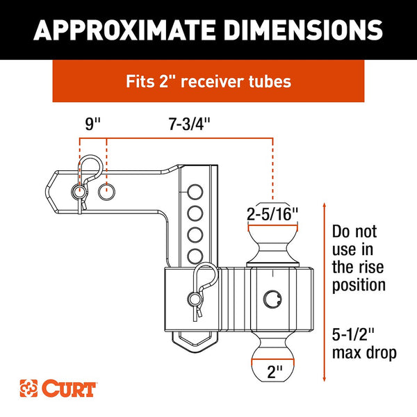 CURT AlumaLite Adjustable Drop Hitch (MPN: 45363)