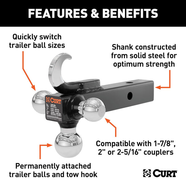 CURT Multi Ball Mount With Tow Hook (MPN: 45675)