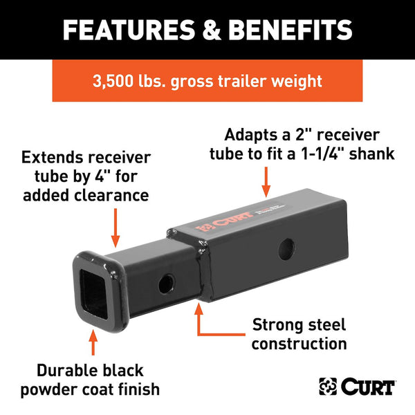 CURT Trailer Hitch Receiver Tube Adapter (MPN: 45770)