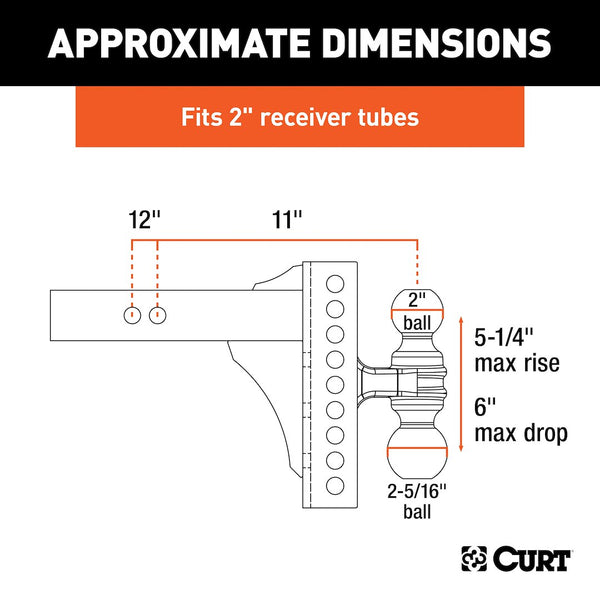CURT Adjustable Trailer Hitch Ball Mount (MPN: 45900)
