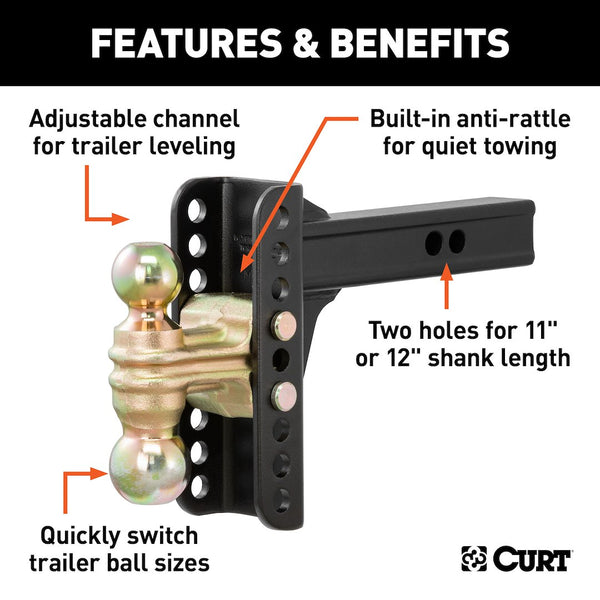 CURT Adjustable Trailer Hitch Ball Mount (MPN: 45900)