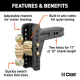 CURT Adjustable Trailer Hitch Ball Mount (MPN: 45902)