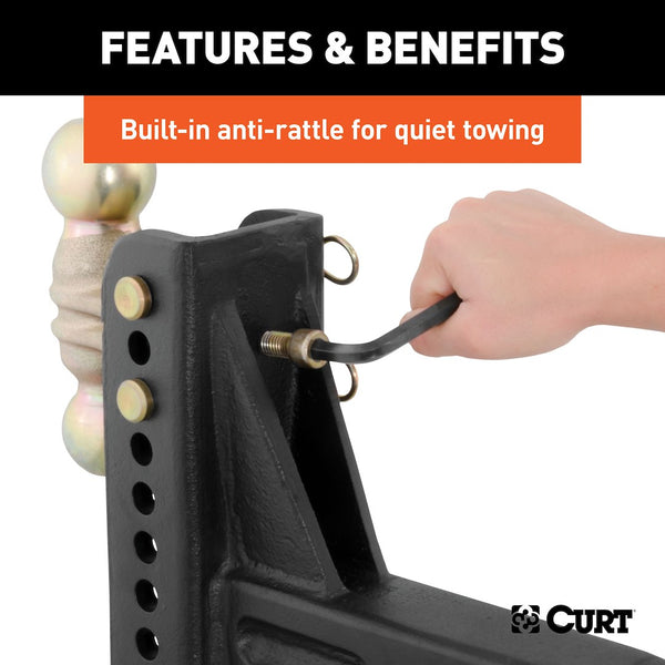CURT Adjustable Trailer Hitch Ball Mount (MPN: 45902)
