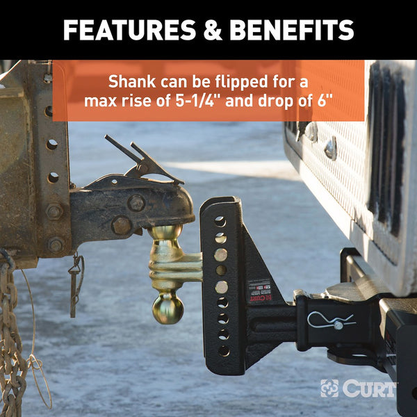 CURT Adjustable Trailer Hitch Ball Mount (MPN: 45902)