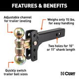 CURT Adjustable Trailer Hitch Ball Mount (MPN: 45903)