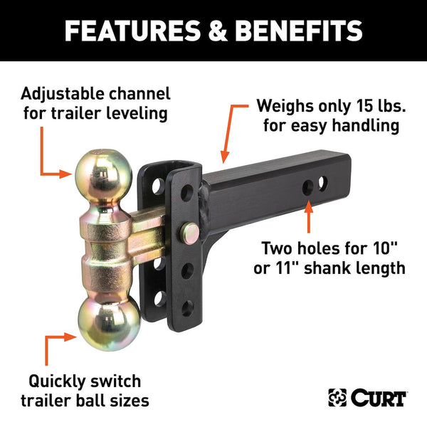 CURT Adjustable Trailer Hitch Ball Mount (MPN: 45903)