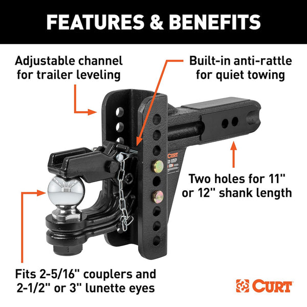 CURT Adjustable Pintle Hook Mount (MPN: 45908)