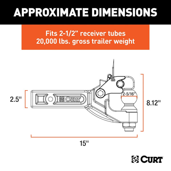 CURT Pintle Hook With Ball (MPN: 48012)