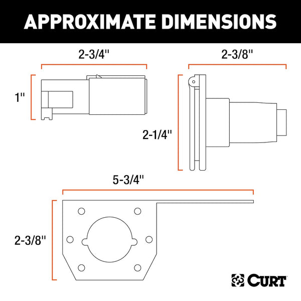 CURT 6-Way Round Connector Plug And Socket Kit (MPN: 58093)