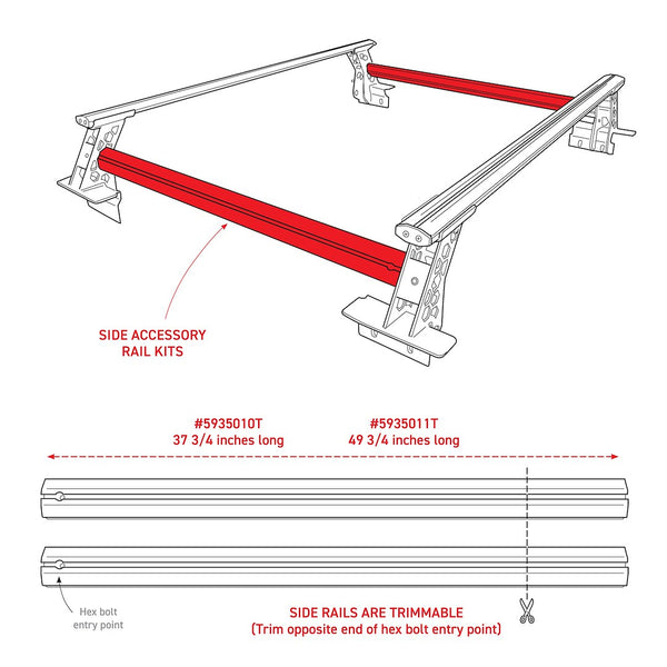 Go Rhino Bed Cargo Rack Side Rail (MPN: 5935010T)