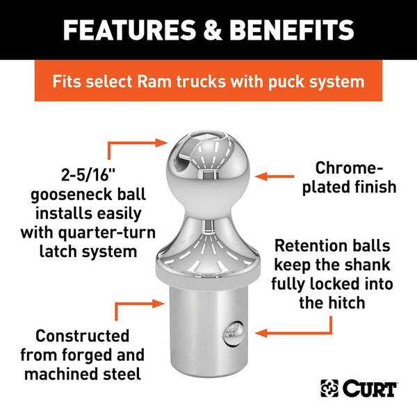 CURT Gooseneck Trailer Hitch Ball (MPN: 60601)