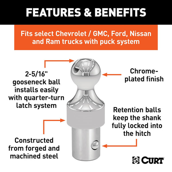CURT Gooseneck Trailer Hitch Ball (MPN: 60627)