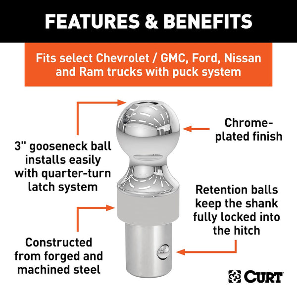 CURT Gooseneck Trailer Hitch Ball (MPN: 60634)