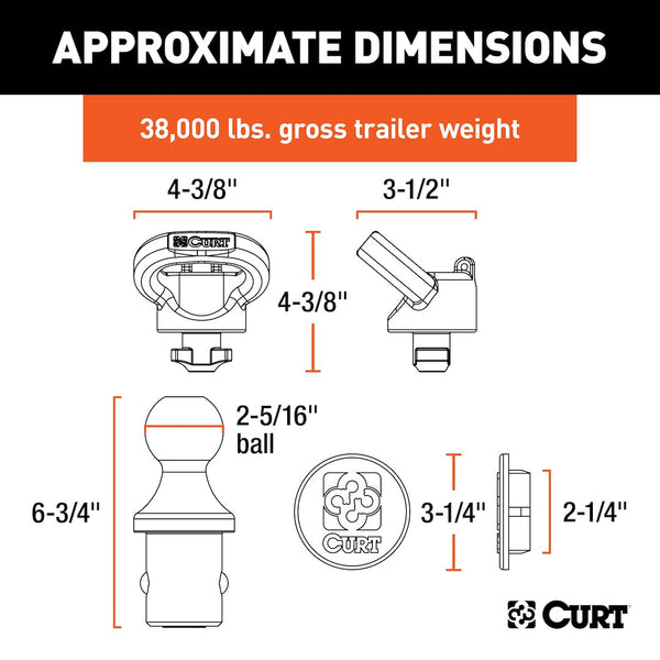 CURT Gooseneck Trailer Hitch Ball (MPN: 60638)