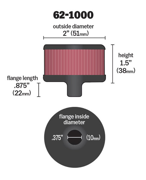 K&N Crankcase Breather Filter (MPN: 62-1000)