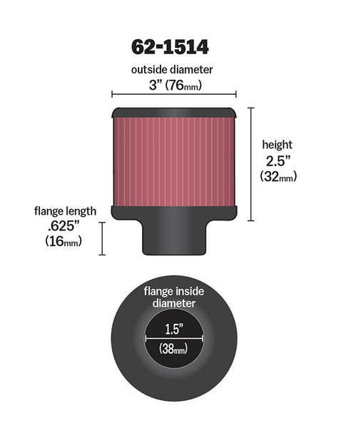 K&N Crankcase Breather Filter (MPN: 62-1514)
