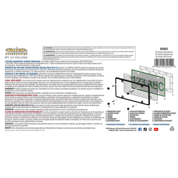 Cruiser Accessories Tuf Combo License Plate Frame (MPN: 62052)