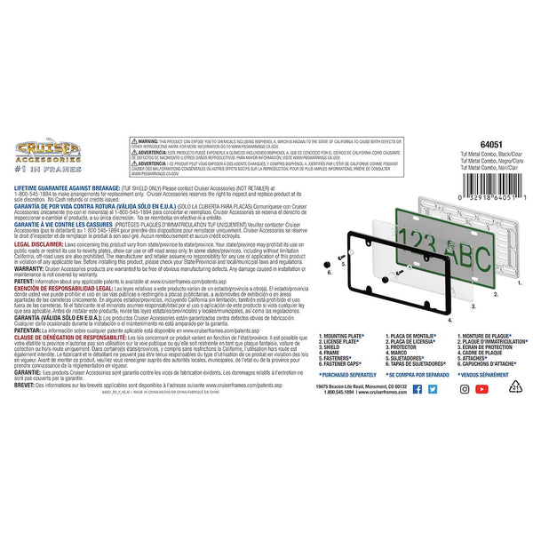Cruiser Accessories Tuf Metal Combo License Plate Frame (MPN: 64051)