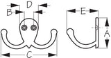 Sea Dog Double Coat Hook (MPN: 671510-1)