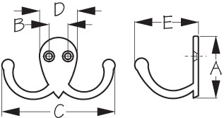 Sea Dog Double Coat Hook (MPN: 671510-1)