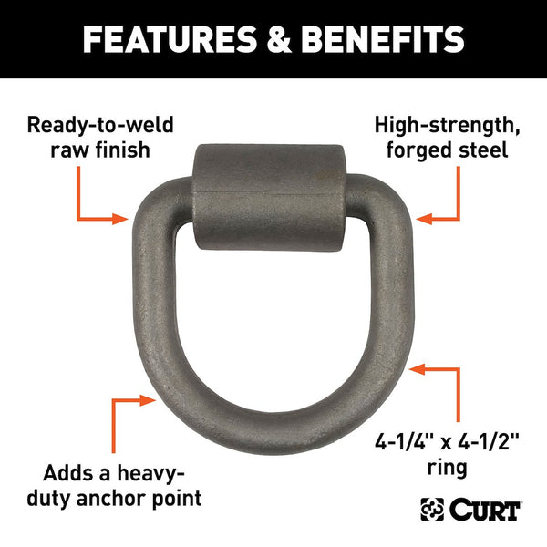 CURT Weld-On Tie-Down D-Ring (MPN: 83750)