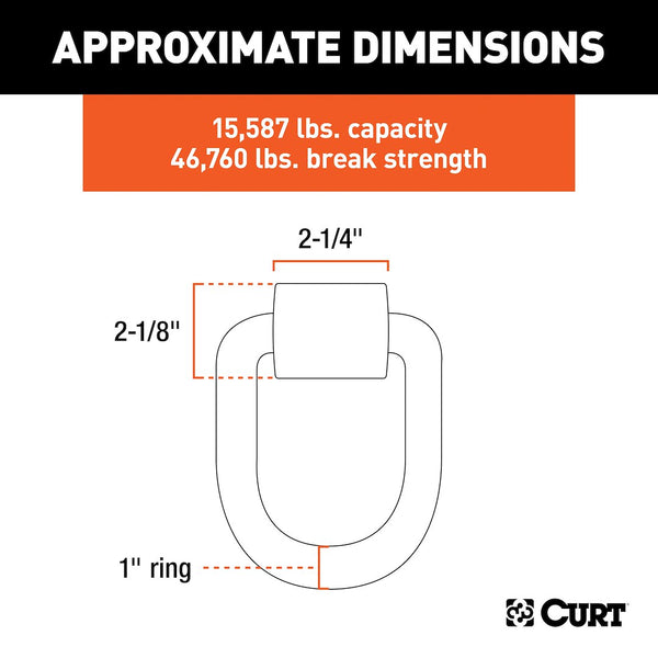 CURT Weld-On Tie Down D-Ring (MPN: 83780)