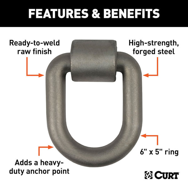 CURT Weld-On Tie Down D-Ring (MPN: 83780)