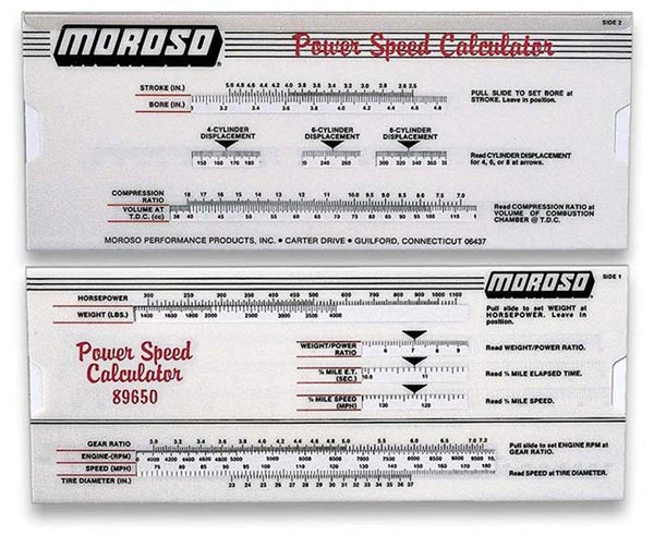 Moroso Power Speed Calculator (MPN: 89650)