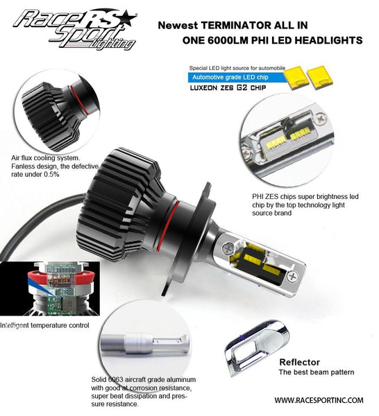 Race Sport Lighting Headlight Bulb (MPN: 9005TLED)