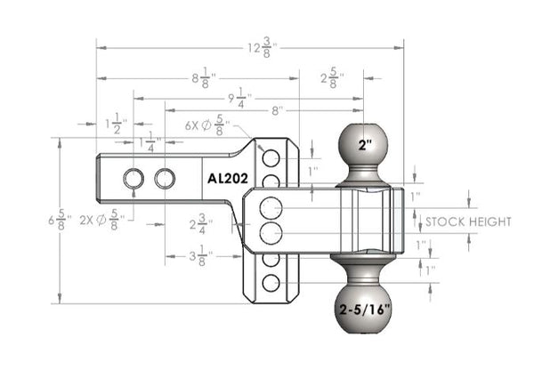 BulletProof Aluminum Trailer Hitch Ball Mount (MPN: AL202)