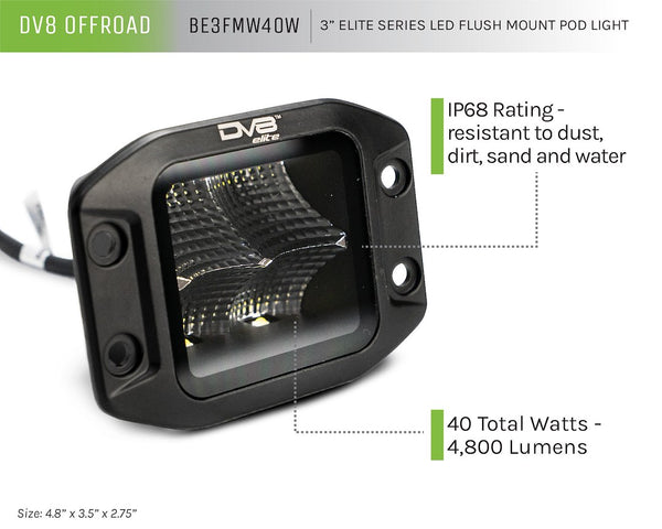 DV8 Offroad LED Pod Light (MPN: BE3FMW40W)