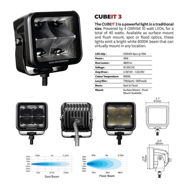Go Rhino Blackout Series LED Driving Light (MPN: 750400321FCS)