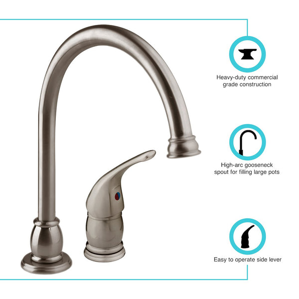 Dura Faucet Designer Series Kitchen Faucet (MPN: DF-NMK301-SN)