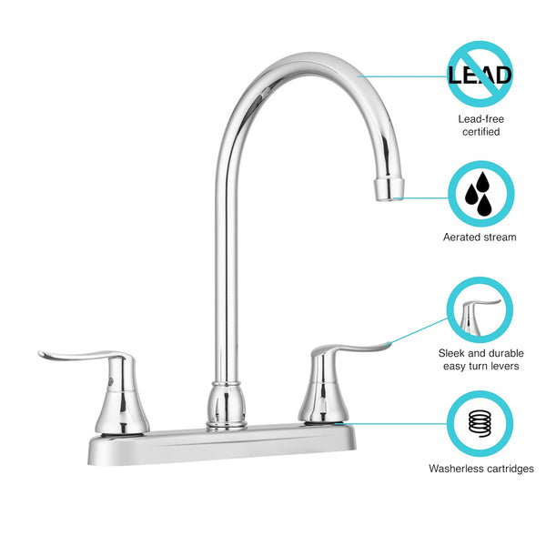 Dura Faucet Kitchen Dual Lever Faucet (MPN: DF-PK330HLH-CP)