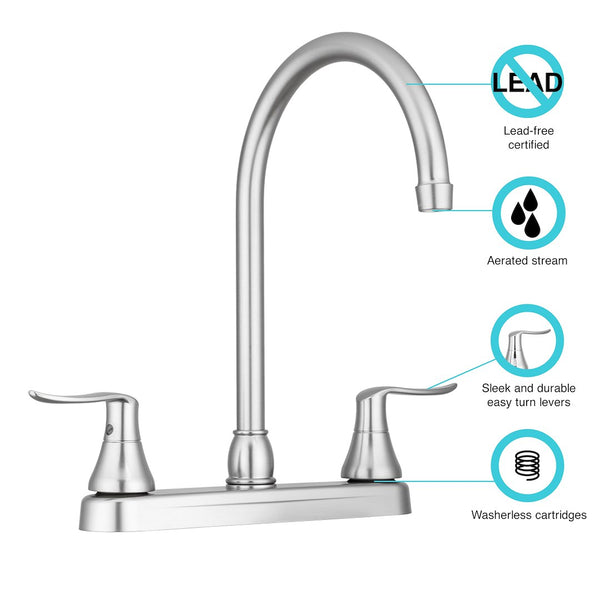 Dura Faucet Kitchen Dual Lever Faucet (MPN: DF-PK330HLH-SN)